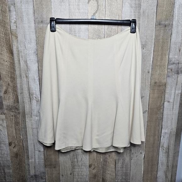Talbots Cream Flared Skirt –Acetate & Viscose Blend, Fully Lined, Classic Career - Picture 1 of 8